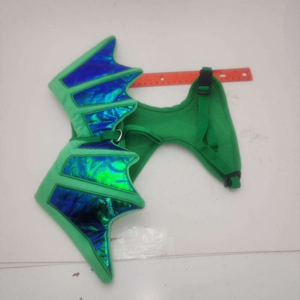 Pet Dragon wing costume size s/m Dog green iridescent Halloween Holiday fun - Picture 2 of 6